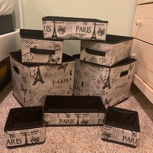 Paris themed storage shelves